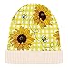 Naanle Plaid Sunflower Bee Womens Beanie Hat Stretch Slouchy Warm Knit Winter Hats Skully White Beanie Women Ski Beanies Skullies Cap