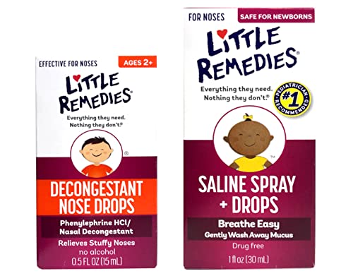 Little Remedies Saline Spray/Drops for Stuffy Noses with Decongestant Drops