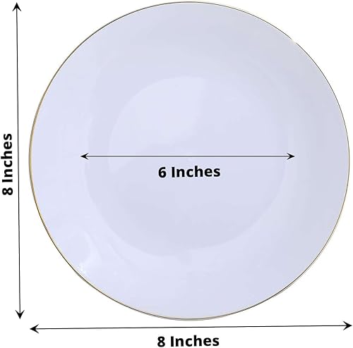 Miniatura 167 de Efavormart - Paquete de 10 platos redondos de plástico martillado transparente de 9 pulgadas para aperitivos de postres con borde dorado, plato