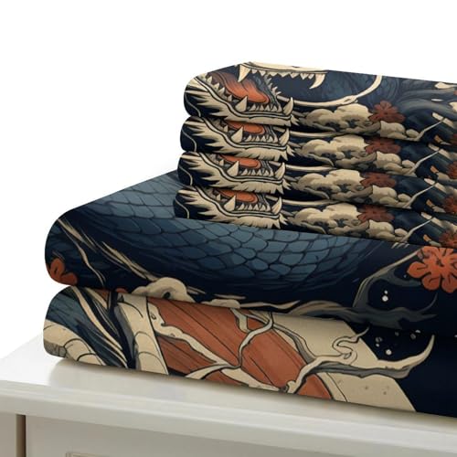 Housse de couette dragon 3D parure de lit microfibre douce 135x200