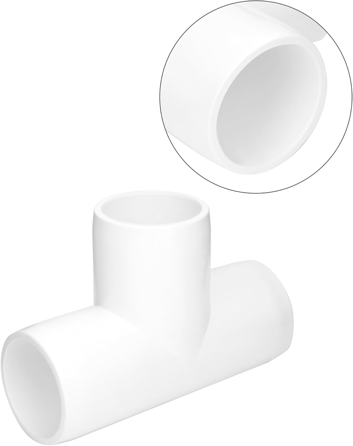 QWORK 1" 3 Way Tee PVC Fittings, 8 Pack Furniture Grade Pipe Elbow Connector for Build Furniture DIY Garden Shelf