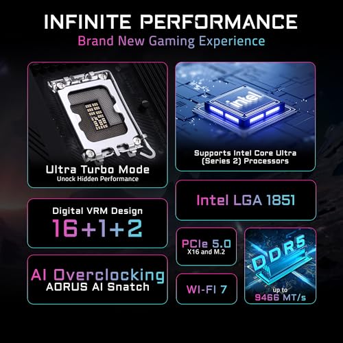 Image of GIGABYTE Z890 AORUS Elite WIFI7 Plus Intel LGA 1851 ATX Motherboard, Support Core Ultra (Series 2), DDR5, 16+1+2 Power Phase, 4X M.2, PCIe 5.0, USB4, WiFi 7, 5GbE, EZ-Latch, D5 Bionic Corsa