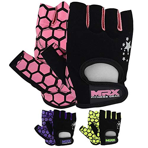 MRX BOXING & FITNESS Adjustable Weight Lifting Fingerless Gloves for Women, Reinforced Palm