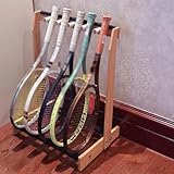 Floor Standing Badminton Tennis Racket Display Rack Hold 6 Racks Heavy Duty Tennis Racket Display Rack for Badminton Racquet,Violins,Guitars,for School Gym Training