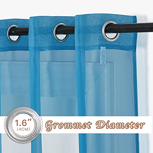 Image of NICETOWN Sheer Curtains for Bedroom Windows, Grommet Living Room Curtain Drapes Voile Textured Soft & Lightweight Window Dressing for Nursery, Turquoise, W54 x L63, 2 Panels