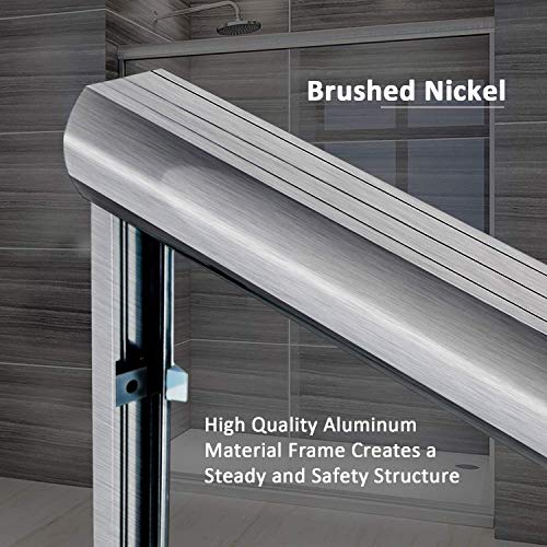 ELEGANT Bypass Sliding Bathtub Shower Door, Bathroom Double Sliding Tub Shower Door 58 1/2'' - 60'' W x 62'' H, 1/4'' Clear Glass, Brushed Nickel Finish