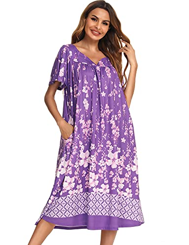 House Dress House Coat Nightgowns for Elderly Women Momo Dress for Women Nightgowns for Grandma Ladies House Dresses Pajamas for Grandma Night Gown Womens Pajamas Patio Dress for Women Nighty for Women Purple House Dress Purple Patio Dress