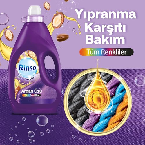 Rinso Sıvı Çamaşır Deterjanı Argan Özü Tüm Renkliler İçin Komple Bakım Serisi 3L