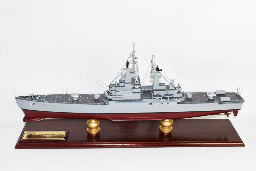 USS Mississippi CGN-40 Model, 24-Inch, Navy, Mahogany, Virginia Class