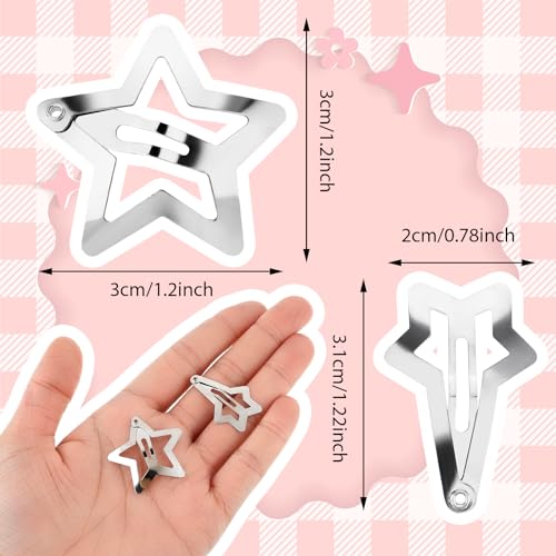 Wllhyf 558280_1_IKPR4S05 20 Pieces Metal Snap Star Hair Clips For Girls No Slip Star Hair Barrettes Silver Cute Hollow Out Drop-Shaped Star Meteor Hairpin Headpieces Hair Accessories thumb #1