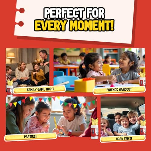 Image of Popcorn Stick Game for Kids, Teens, and Adults, Fun Questions & Conversation Starter Party Games, Fries with Friends (Junior Talks) 120 Double-Sided Ice Breaker Sticks Play for Age 7, 8, 9, 10