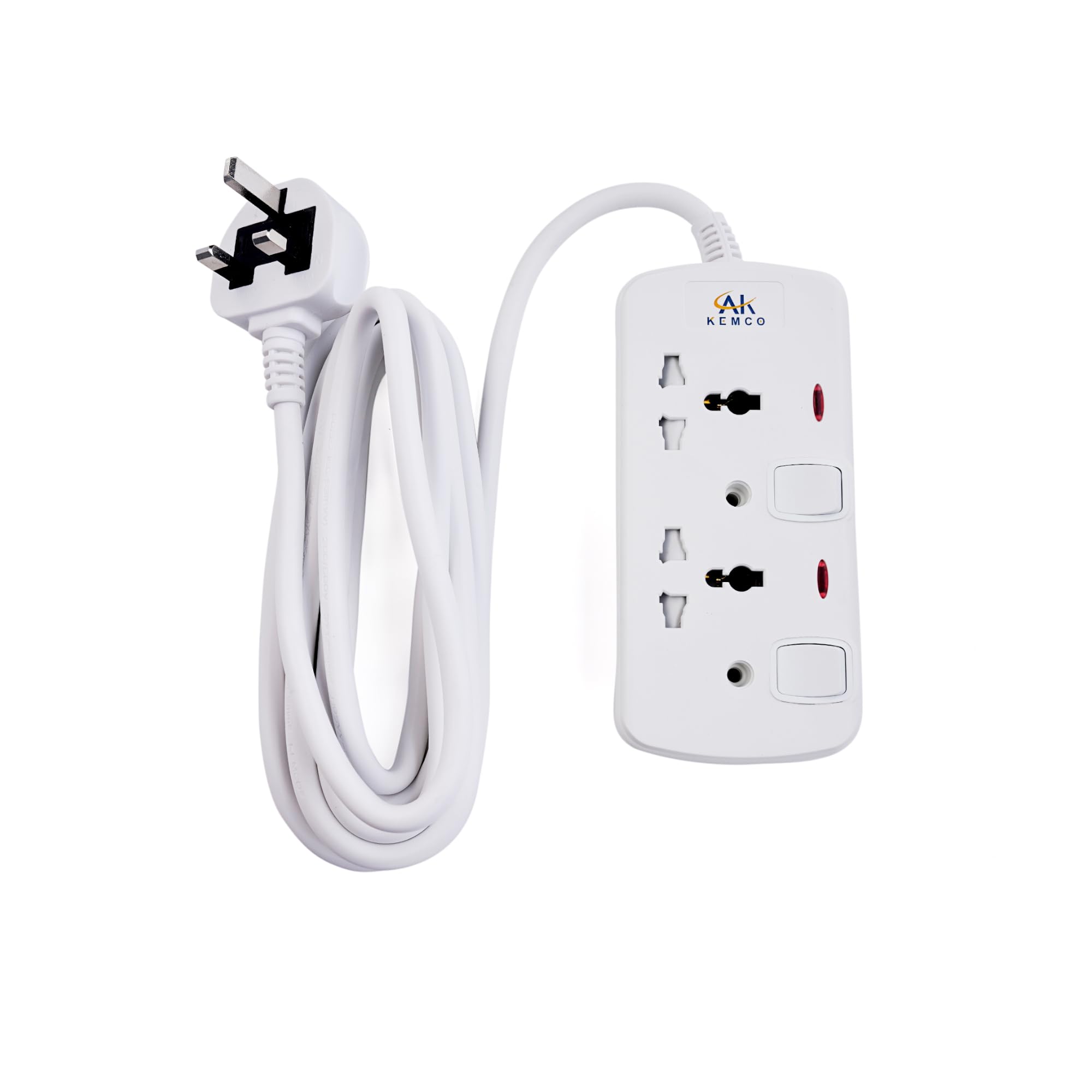 2 Way Extension Cord, Universal Multi Socket Power Strip, 3 Meter Extension Lead Cable, Safety Shutter Overload Protection, Durable Connector for Home Office Appliances and Electronics