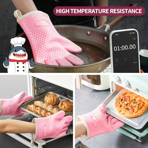 Image of MAD SHARK Silicone Oven Mitts with Fingers Heat Resistant 450F in Kitchen