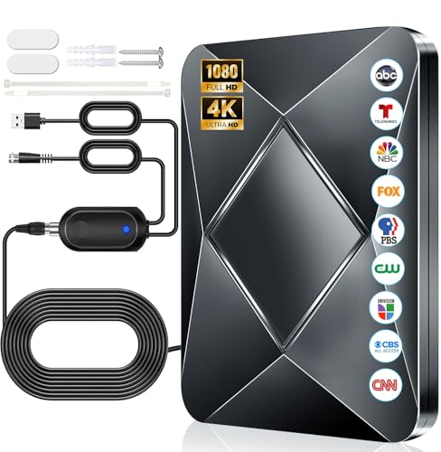 Image of 2026 Upgraded TV Antenna, 5000+ Miles Range Digital Antenna for Smart TV Indoor /Outdoor with Amplifier, 360 Reception HDTV Antenna for Local Channels Supports 4K 8K 1080p All TVs-40ft Coax Cable