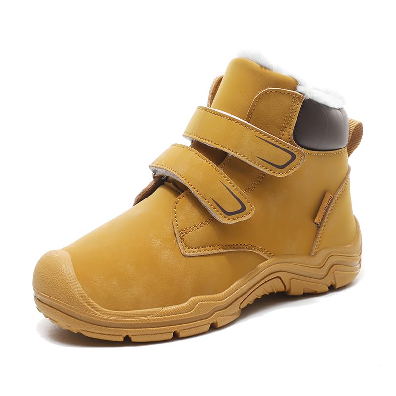 Kids Fleece-Lined High-Top Snow Boots-Waterproof Winter Shoes Easy On and Off