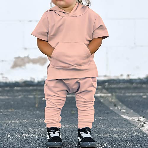 Boys Girls Hoodies Outfits Set Short Sleeve Sweatshirt + Sweatpants Toddler Cotton Sweatsuit Little Kids Hooded Tracksuit2