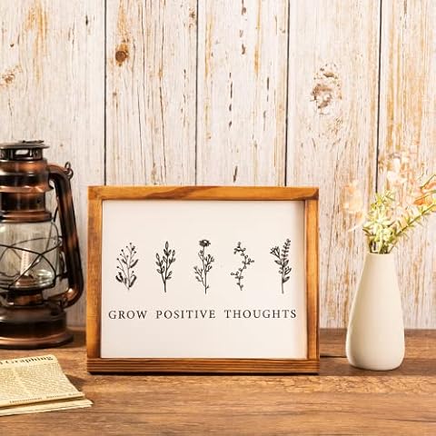 Grow Positive Thoughts Framed Affirmations Wall Art Encouragement Gifts for Women & Kids Inspiring Quotes Wall Decor Positive Inspirational Wall Decor Sign Home Office Classroom Decorations Cover