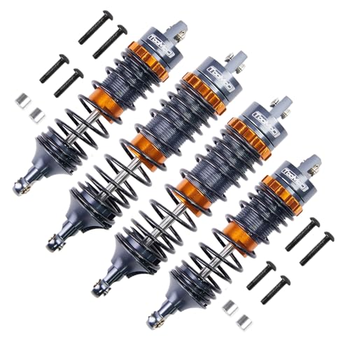 TOOMOD 1/10 RC Oil Shock Absorber Big Bore Absorber Damper Set Compatible with Traxxas Slash 2WD/ 4X4, Rustler 2WD/ 4X4 VXL, Stampede, Hoss, Bandit Part Upgrades Replace of 5862 (Gray/Orange)
