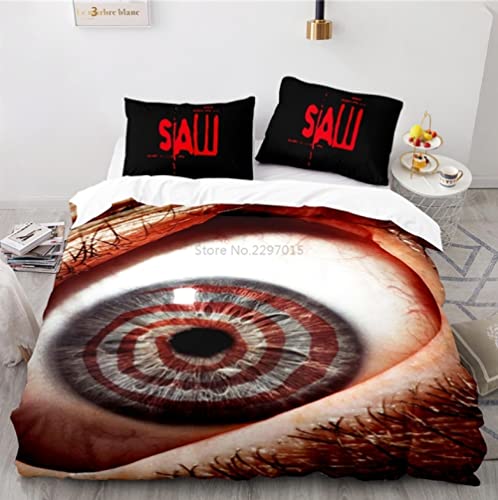 Juego De Ropa De Cama 3D De Sierra De Película De Terror Juegos De Fundas De Edredón con Fundas De Almohada Textiles para El Hogar Tamaño Doble Queen King para Decoración De Dormitorio 135 * 200cm