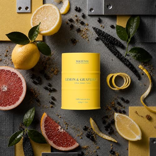 Image of M&SENSE Lemon Candle,Summer Grapefruit Scented, Lemon Soy Candles 11.3oz 70 Hour Slow Burning, Limoncello Highly Scented Citrus Candles for Bathroom, Fresh Smelling Candle