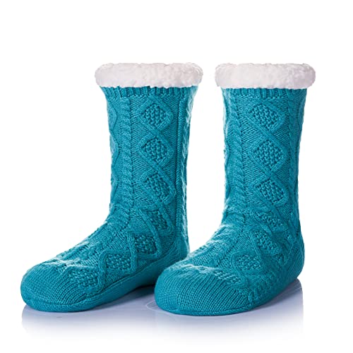 Women Slipper Fuzzy Socks Winter Warm Fleece Fluffy Cozy Soft Thick Plush Non Slip Indoor Christmas Socks(Green) #TOP28