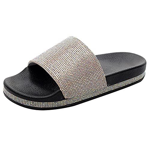 Sandales tongs fond épais pour soulager les pieds avec strass d'été