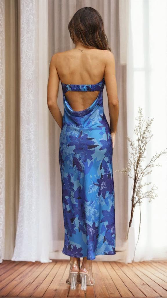 GOLDSTITCH Women's Maxi Bodycon Dresses Backless Tube Dress Low Back Hollow Out Elegant Strapless Long Dresses Wedding Guest - Image 2