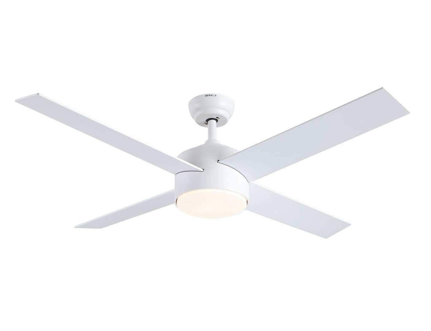 Ceiling Fan with Lights and Remote Control,SNJ Modern Ceiling Fan for Living Room Bedroom Dining Room,Indoor (52" White)