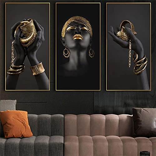 Toile Art Femme Africaine peinture moderne 40x80cm pour décoration salon