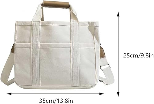 Miniatura 5 de Efilra Bolsa de lona con múltiples bolsillos con cremallera, bolsa de trabajo mediana con compartimentos, bolso de mano para mujer japonesa