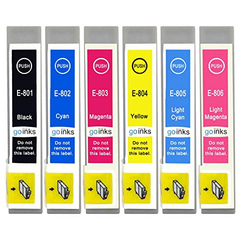 1 Go Inks Juego de 6 Cartuchos de Tinta para reemplazar Epson T0807 Compatible/no OEM para impresoras de Fotos Epson Stylus (6 tintas)