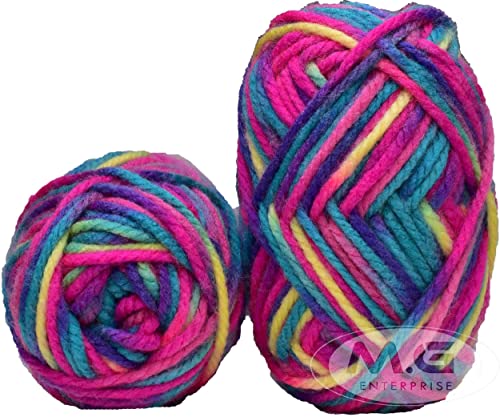 Image of Ganga Knitting Yarn Thick Chunky Wool, Rainbow 200 gm Best Used with Knitting Needles, Crochet Needles Wool Yarn for Knitting. by Gang TH