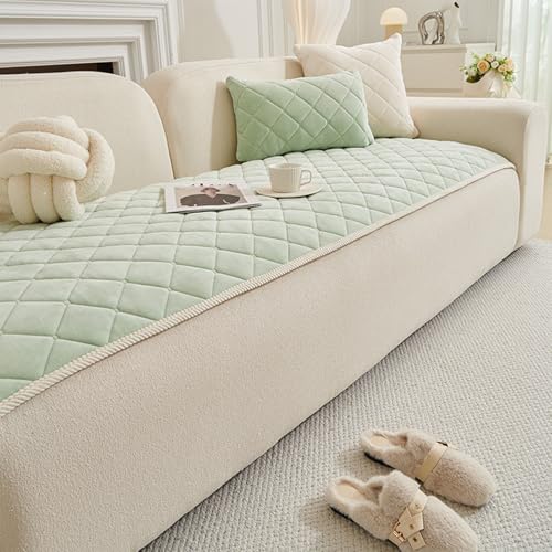 Housse de canapé verte 110x240 cm lavable et antidérapante - 2