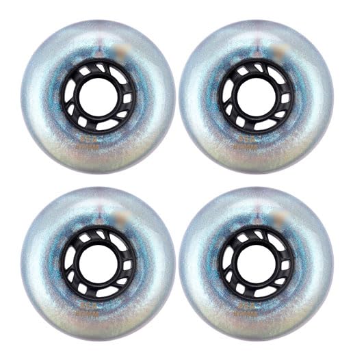 Lot de 8 Roues de Patins à Roues alignées 76 mm, 85 A, 72 mm/76 mm/80 mm, Roues de Rechange pour Patins de Vitesse d'extérieur sans roulements, Lot de 4/8