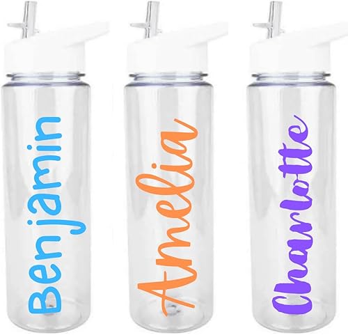 Miniatura 2 de Shelzy's Designs Botella de agua personalizada personalizada con nombre, Island Love_Clear_25 onzas líquidas, plástico sin BPA, fiestas de despedida