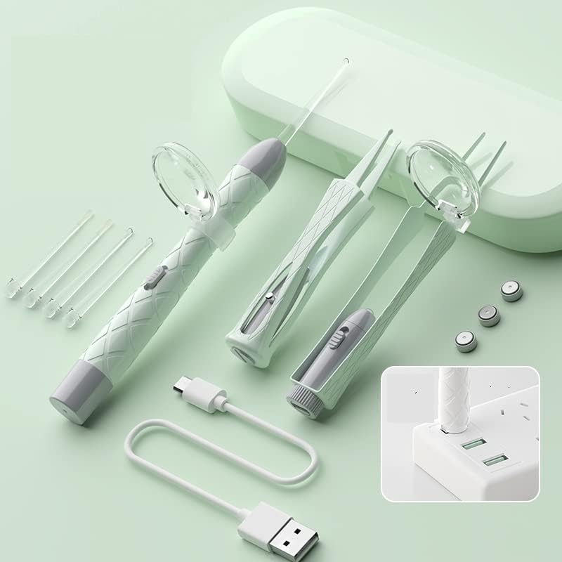 Miniatura 1 de Herramienta de eliminación de cera de oídos, limpiador de oídos para bebé infantil con lupas de luz LED, kit de eliminación de cera de oído con