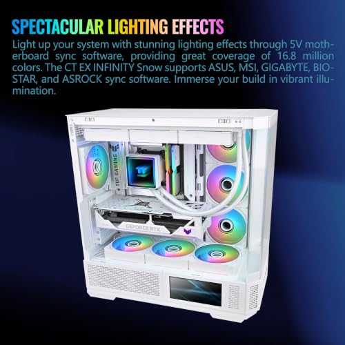 Image of Thermaltake CT120 EX Infinity ARGB Sync 3 Pack; Infinity Mirror Hub; 120mm x 28mm; PWM 500~2000 RPM; MagForce 2.0; Airflow 68.20 CFM; 5V 3-Pin Motherboard Sync; 3-Pack; Snow; CL-F243-PL12SW-A