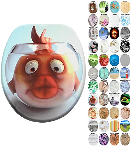 Sanilo Sedile WC con chiusura ammortizzata, grande scelta di belli coprwater da legno robusto e di alta qualità (Pesce rosso)