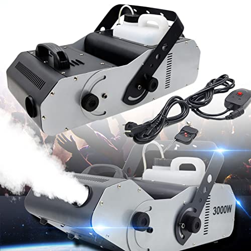 potow Máquina de névoa comercial de 3000 W, equipamento de efeito de cenário, máquina de fumo de capacidade de 3 l, com controlo remoto, design de temperatura constante