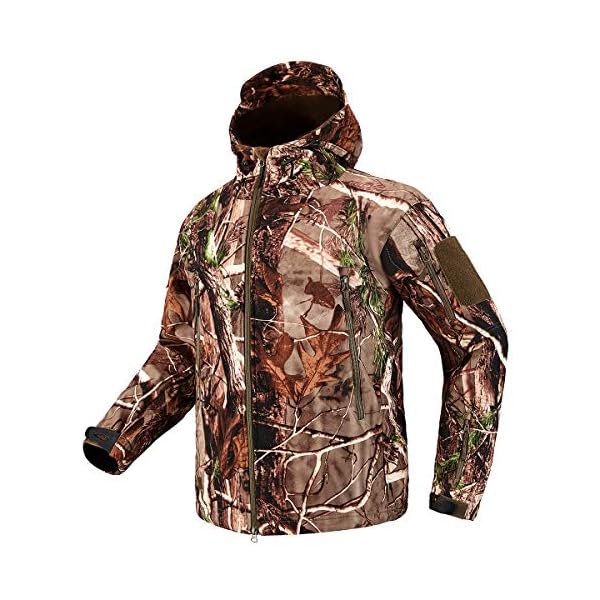 CARWORNIC Men's Tactical Outdoor Hunting Jacket Waterproof Softshell Fleece Camouflage Jackets