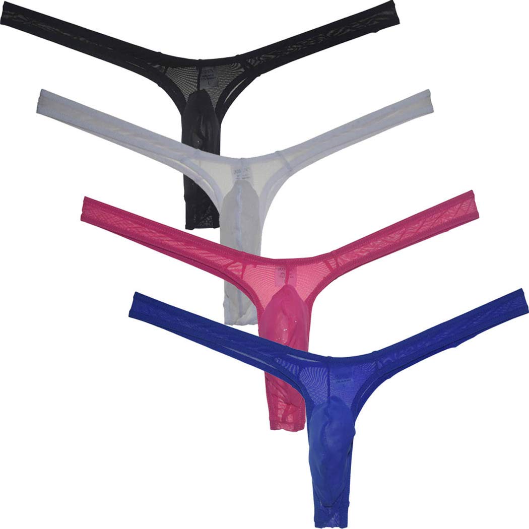 JAXFSTKMen's Minimal Coverage Bulge Thong Underwear See-through Mesh Mini Bikini Tangas