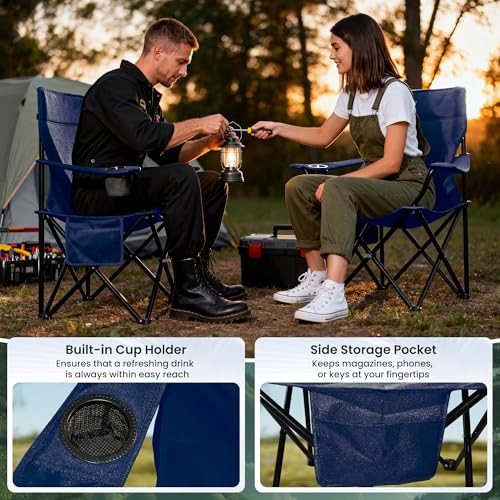 Silla de camping portátil Foristrail modelo Portable Camping Chair color azul marino miniatura 3