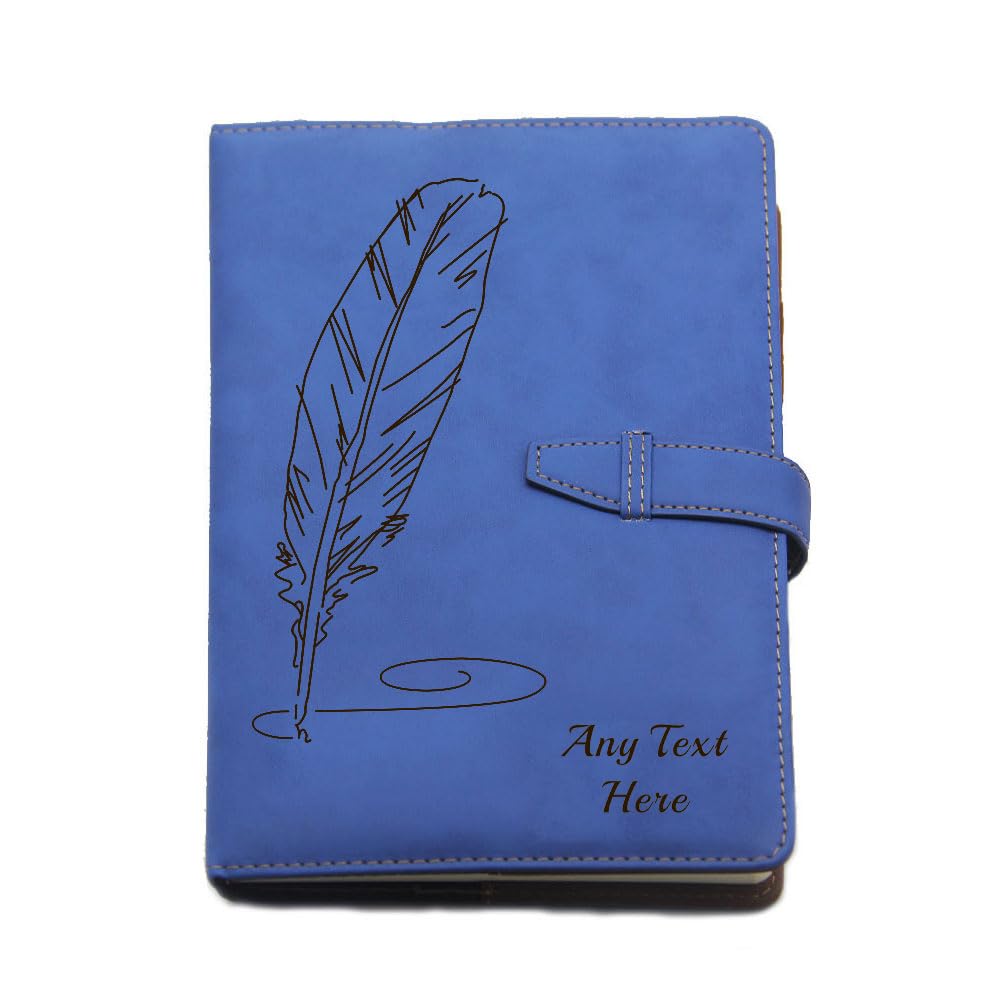 EDSG Personalised Notebook Leather Journal Notebook A5 Diary with Any Text Teacher Gifts for Women Men Thank You Teacher Gifts for Tutor Teaching Assistant Graduation Christmas (Blue)