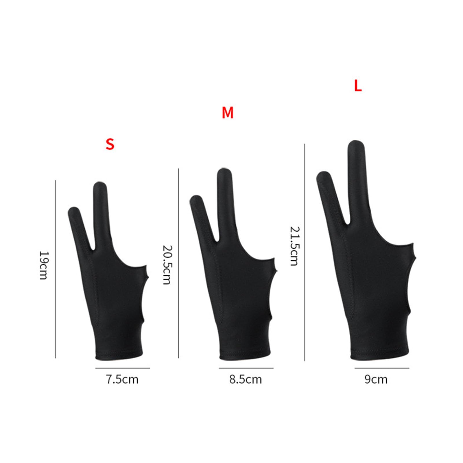 Cyrank Artist Glove for Drawing Tablet, Breathable Digital Drawing Glove 3 Layer 2 Finger Drawing Glove Left Right Hand for Drawing Tablet(S)