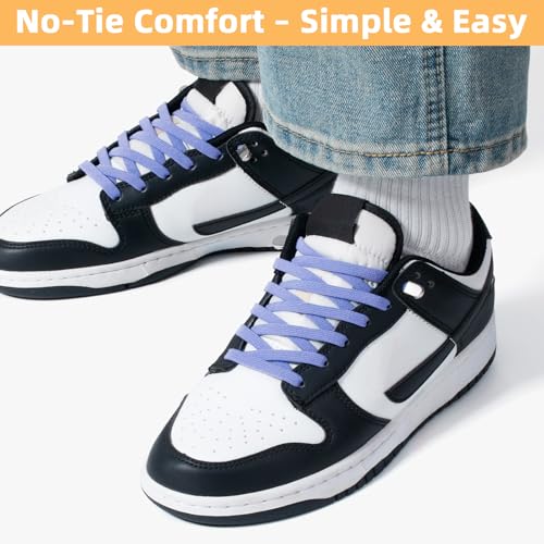 Image of Stepace 2 Pairs Elastic No Tie Shoe Laces for Kids and Adults Sneakers, Stretch Flat Tieless Shoestrings