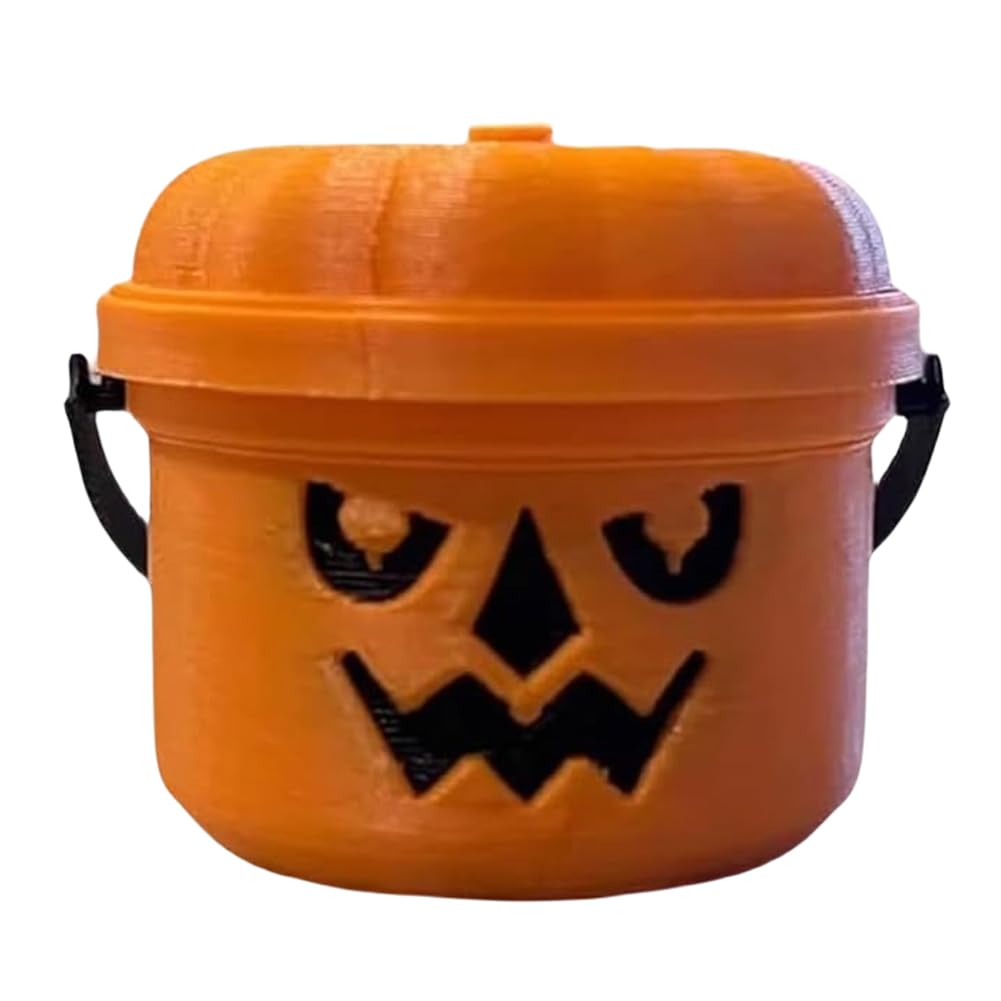Halloween Mini Nostalgia Bucket with Handle Spooky Pumpkin Bucket Toy (Yellow) (C)