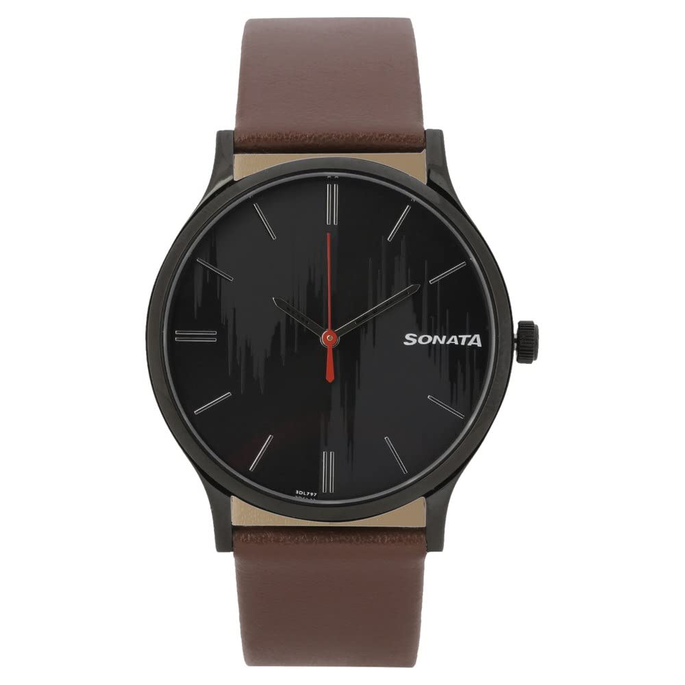 Sonata Knot Grey Dial Leather Strap Watch for Men-NR77105NL04 (B0BS3N1B56) Amazon Price History, Amazon Price Tracker