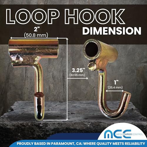 Image of Mega Cargo Control Looped J Hook Replacement Ratchet Fittings | for Ratchet Buckles and Tie Down Straps | Secure Hooks in Tow Truck Trailer (2-Pack)