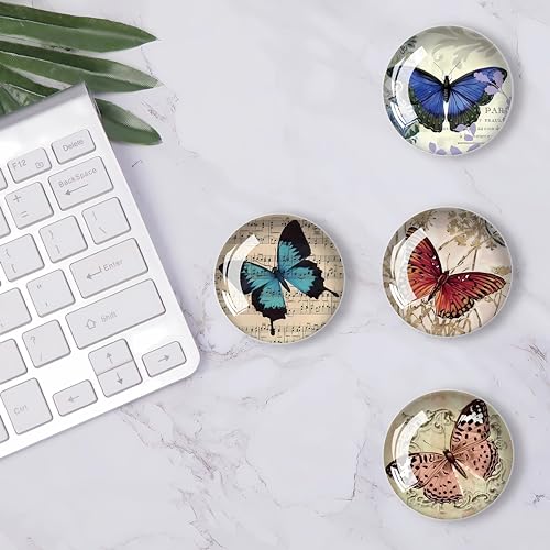 12 imanes decorativos de vidrio para refrigerador mariposa redondos miniatura 7