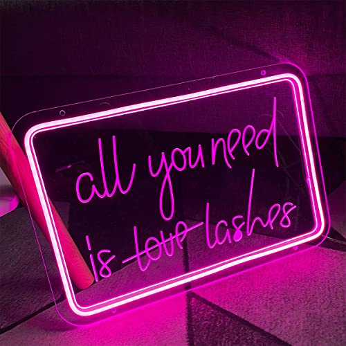 Image of Neon Sign All You Need Is Lashes For Wall Decor 3D Art Carving Design Indoor Bedroom Led Neon Signs Backdrop Flex Christmas Party Wedding Living Room Birthday Gift(Pink,USB,40x27CM)